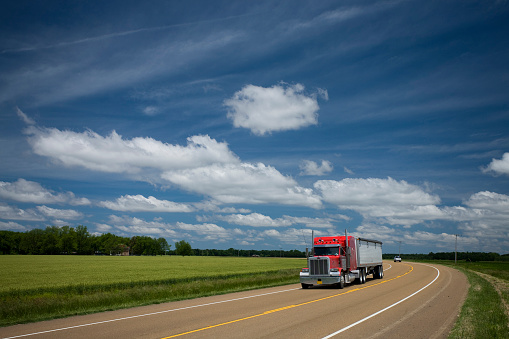 Truck hauling on a rural highway